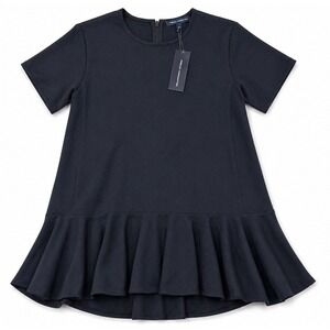 NWT French Connection Black Arrow‎ Crepe Fluted Dress Size 6 Short Sleeve